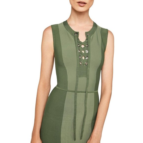 NWT BCBGMAXAZRIA Lace-Up Colorblock Sheath Dress - Picture 7 of 16